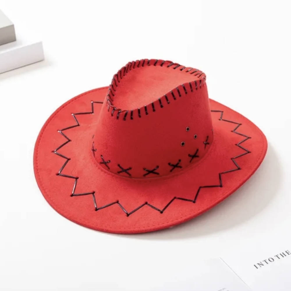 NWT Red Cowgirl Hat Preppy Cowboy Hats Jessie ​Halloween Cow Party Costume Farm